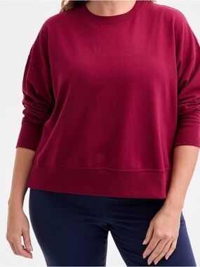ID Ideology Plus Size Relaxed Crewneck Sweater - Red Shiraz Size 1X